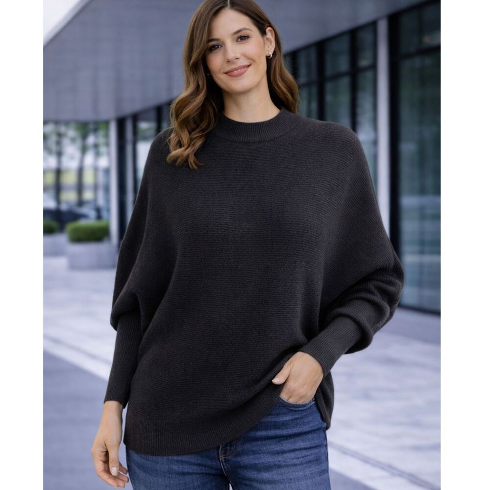 Zara Ribbed Knit Soft Sweater Black M